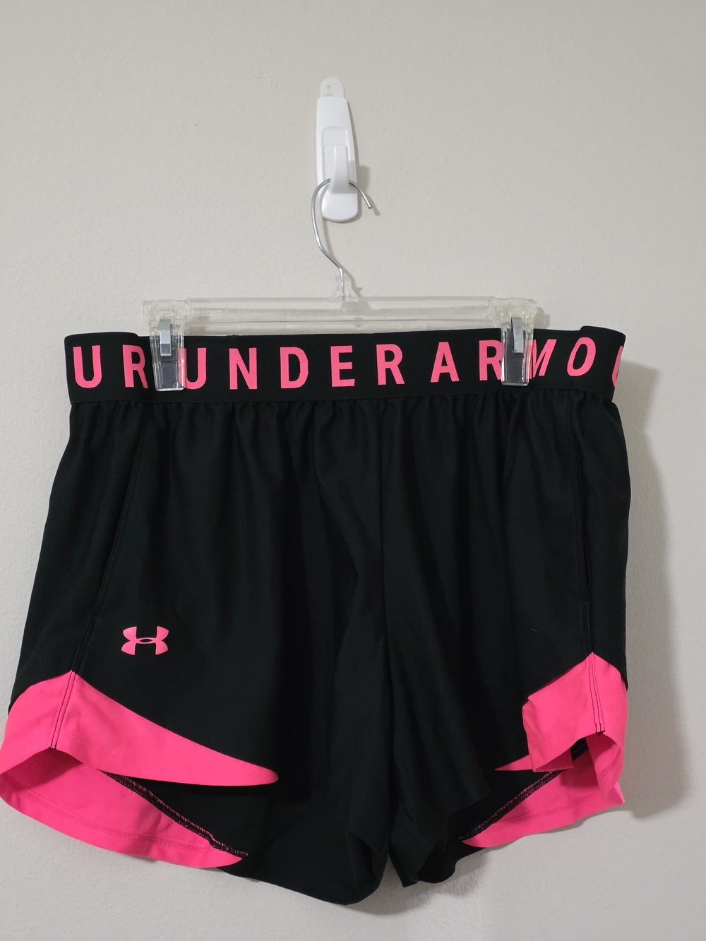 Under Armour Black Athletic Shorts with Pink Trim